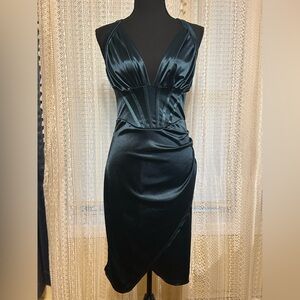 Elegant Green Satin Dress